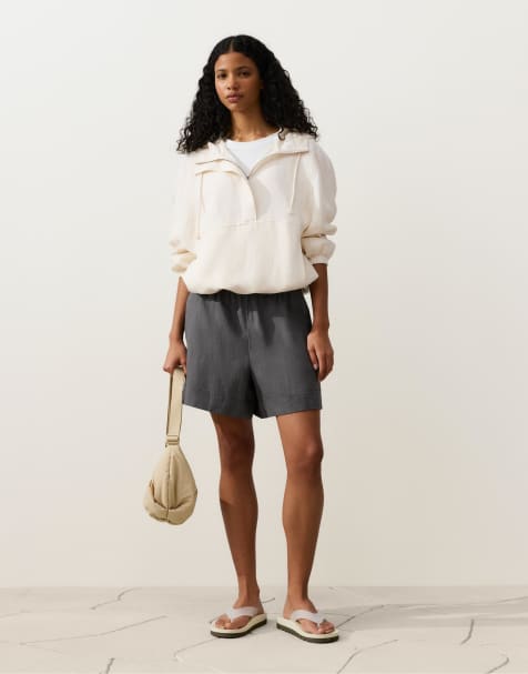 OYSHO – Grå shorts i 100% linne - view 1