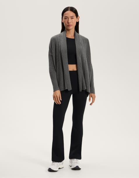 OYSHO – Grå, stickad kofta med ribbade detaljer - view 1