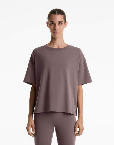 OYSHO – Grålila t-shirt med boxig passform och korta ärmar i bomullsmix - view 1