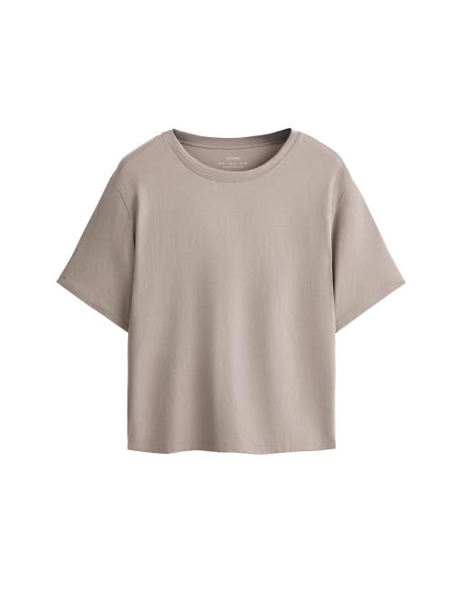 OYSHO - Grålilla T-shirt med korte ærmer i bomuldsblanding, 6 af 6