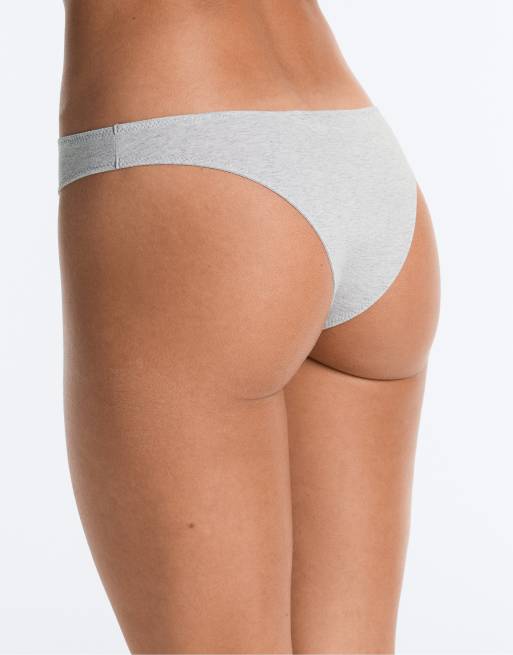 OYSHO – Gråmelerade, ribbade brazilian-trosor i bomullsmix, 5-pack, 3 av 4