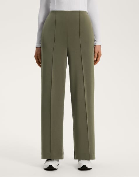 OYSHO - Grønne bukser med lige ben og folder i modal - view 1