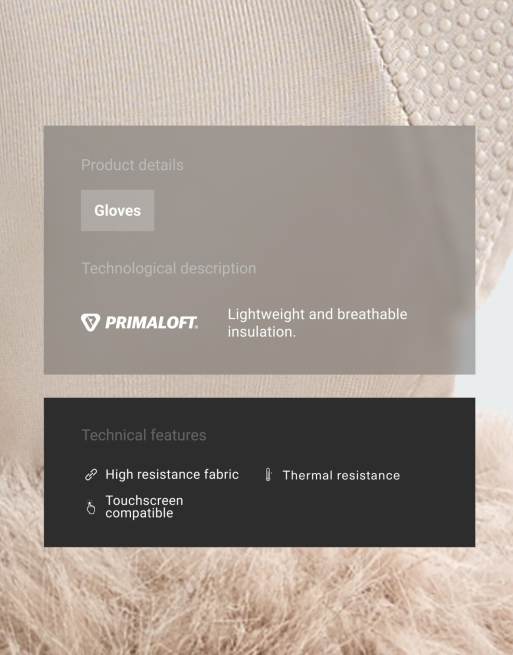 OYSHO guanti imbottiti Primaloft® con effetto pelliccia grigi, 4 di 4