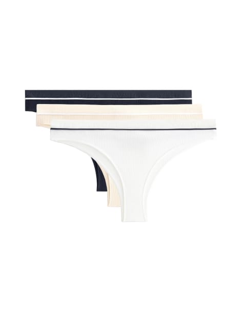 OYSHO – Gula, ribbade brazilian-trosor i bomullsmix, 3-pack - view 1