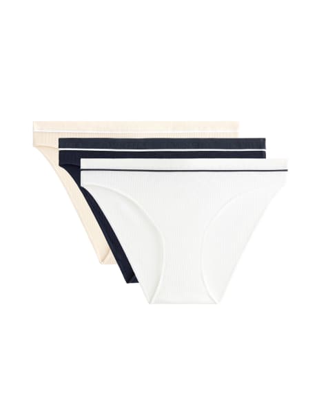 Oysho – Gula, ribbade, klassiska trosor i bomullsmix, 3-pack - view 1