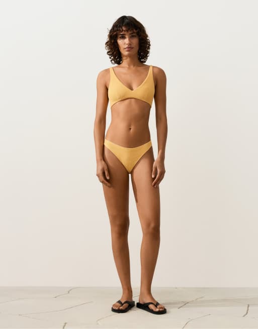 OYSHO - Gule bikinitrusser i krølstof med medium dækning og U-snit, 2 af 4