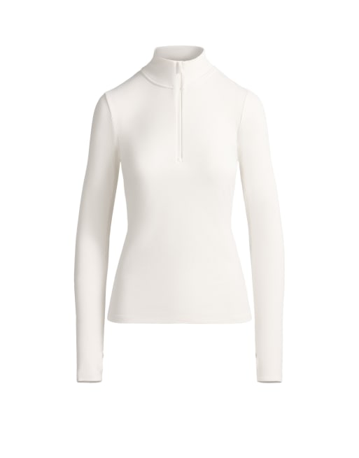 OYSHO Half-zip base layer t-shirt in off-white, 5 of 7