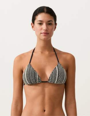 OYSHO - Haut de bikini triangle en maille crochetée - Noir