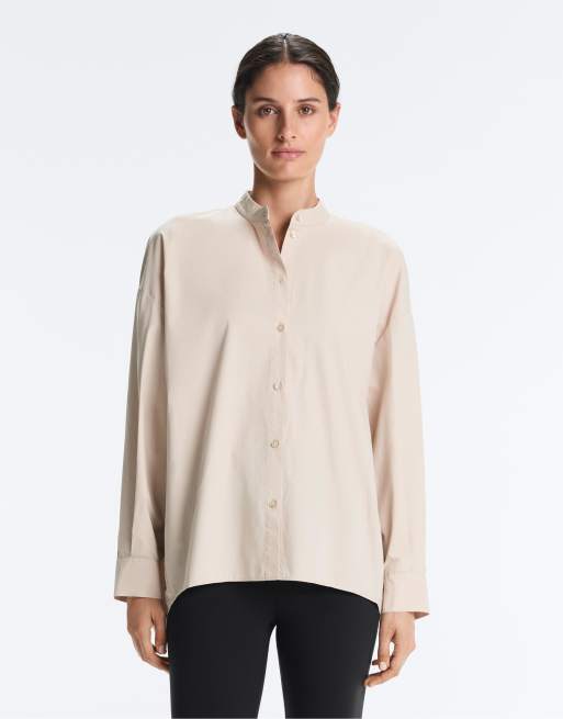 OYSHO – Hemd aus 100% Baumwolle in Nerzbeige mit Stehkragen, 2 von 4