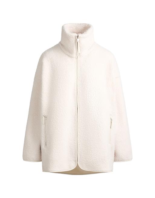OYSHO High-collar faux-shearling jacket in ecru, 5 of 5