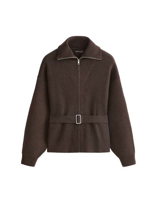 OYSHO High-neck belted jacket in brown, 6 of 6