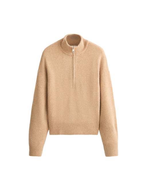 OYSHO High-neck jumper with half zip in camel, 5 of 5