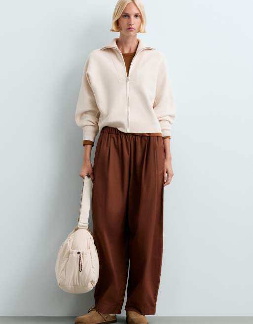 OYSHO High-neck mixed knit jacket in ivory ecru, 2 of 6