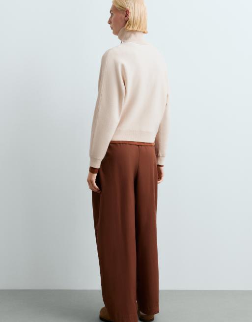 OYSHO High-neck mixed knit jacket in ivory ecru, 4 of 6