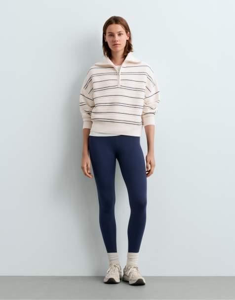 OYSHO High-neck striped knit jumper in pale ecru - view 1