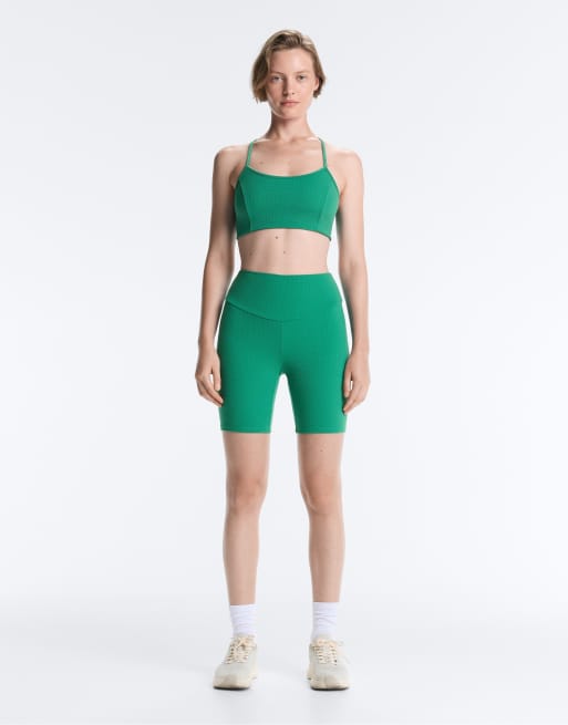 OYSHO High-rise 20 cm Piqué-Short-Leggings in Grün, 2 von 4