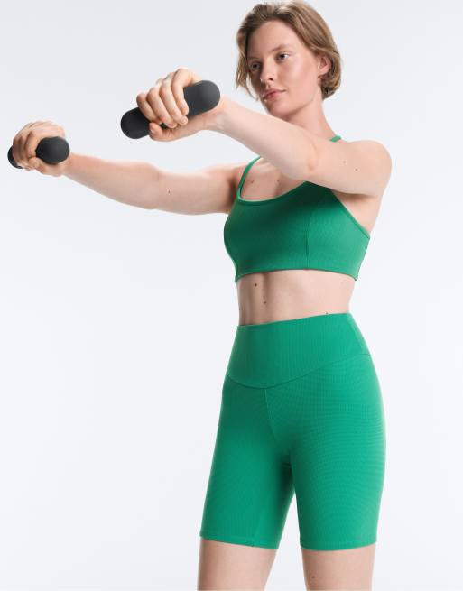 OYSHO High-rise 20 cm Piqué-Short-Leggings in Grün, 3 von 4