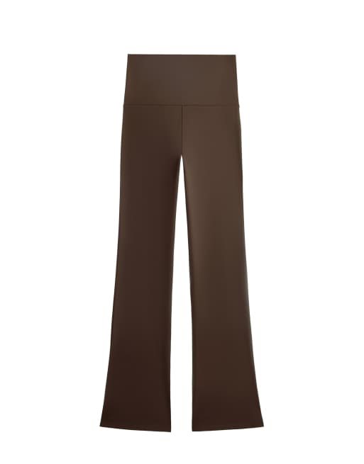 OYSHO High-rise comfortlux flare trousers in dark brown, 7 of 7