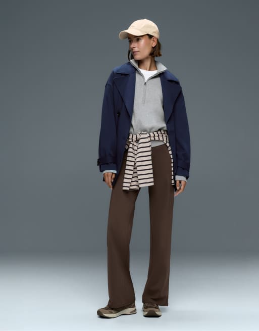 OYSHO High-rise comfortlux straight-leg trousers in brown, 2 of 4