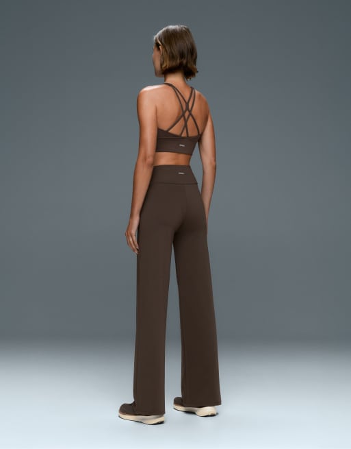 OYSHO High-rise comfortlux straight-leg trousers in brown, 4 of 4