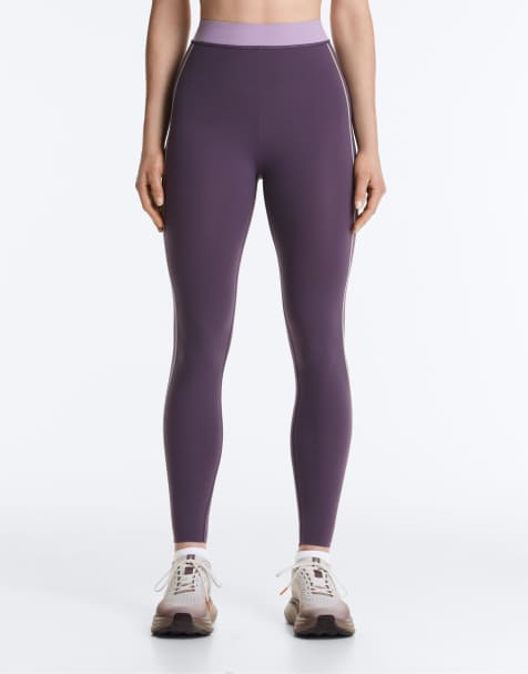 OYSHO High rise compressive ankle-length leggings in washed purple - view 1