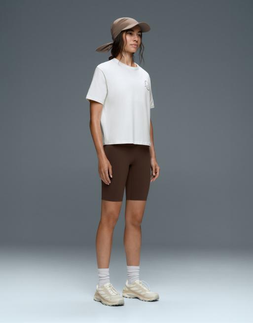 OYSHO High rise compressive core control 25cm shorts in brown, 4 of 6