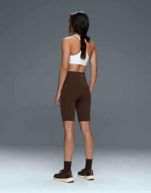OYSHO High rise compressive core control 25cm shorts in brown, 5 of 6