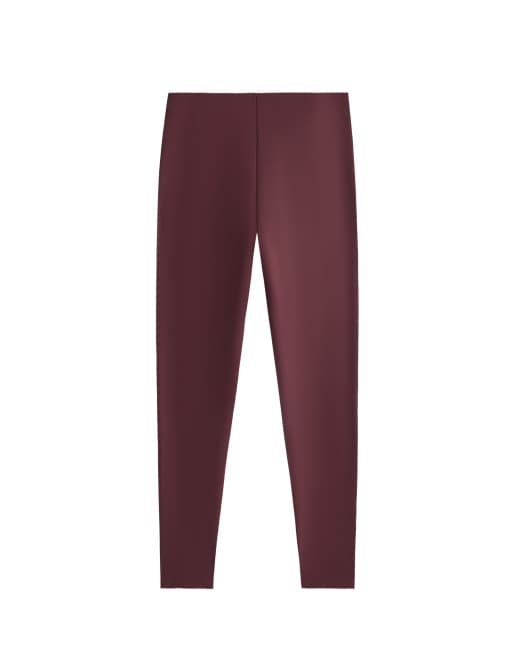 OYSHO High-rise compressive core-control ankle-length leggings in burgundy, 5 of 6