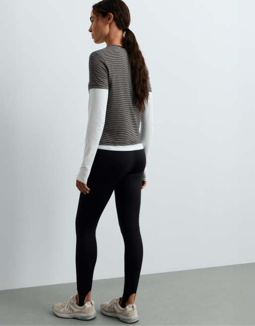 OYSHO High rise neoprene-effect ankle-length fuseau leggings, 65cm in black, 3 of 4
