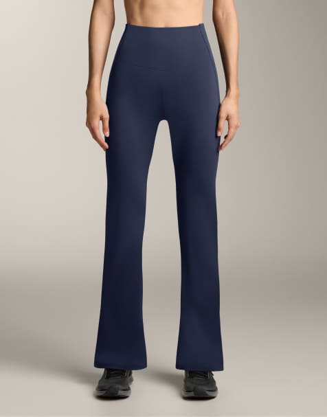 OYSHO High-rise rib comfortlux flare trousers in navy - view 1
