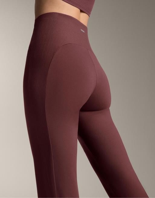 OYSHO High-rise rib comfortlux flare trousers in re, 2 of 4