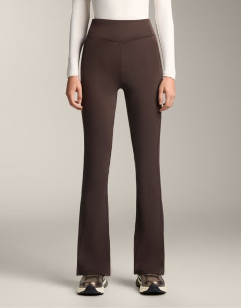 OYSHO High rise warm flare trousers in brown