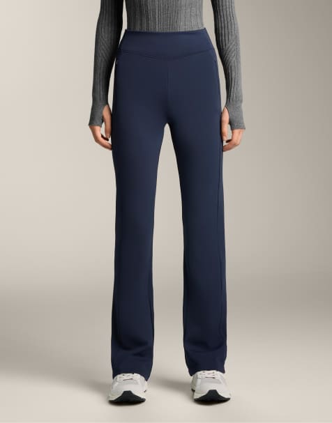 OYSHO High rise warm flare trousers in navy - view 1