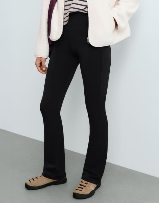 OYSHO High rise warm flare trousers with zips in black, 2 of 5