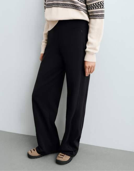 OYSHO High-Waist warme Straight-Hose mit Reißverschlüssen in Schwarz, 2 von 6