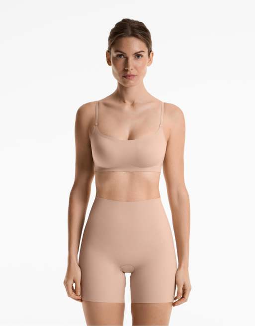 OYSHO High-waisted invisible laser-cut shapewear shorts in beige, 2 of 4