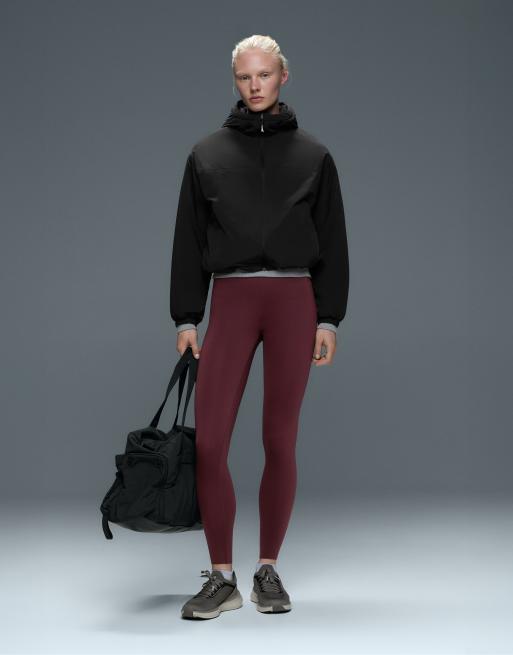 OYSHO højtaljede formgivende leggings med core-control i ankellængde i bordeaux, 2 af 6