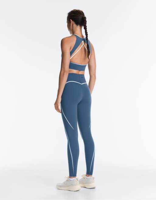 OYSHO højtaljede kompressions-leggings med core-control i ankellængde i blå, 3 af 7