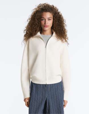 OYSHO - Hochgeschlossene Strickjacke in blassem Ecru-Neutral