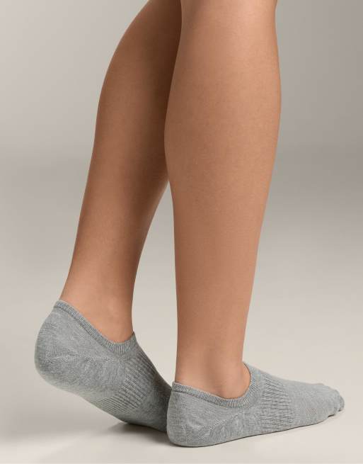 OYSHO – Hochgeschnittene Sport-Füßlinge aus Baumwollmix in meliertem Blassgrau, 3er-Pack, 3 von 4