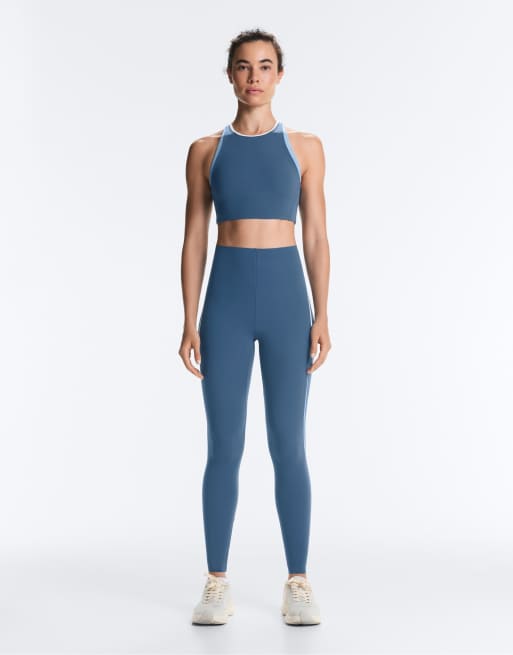 OYSHO högmidjade kompressionsleggings med core control och ankellängd i blått, 2 av 7