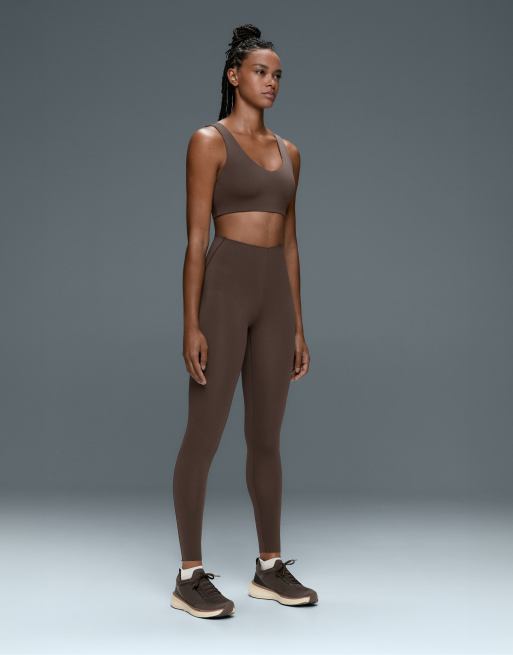 OYSHO högmidjade kompressionsleggings med core-control och ankellängd i brunt, 5 av 6