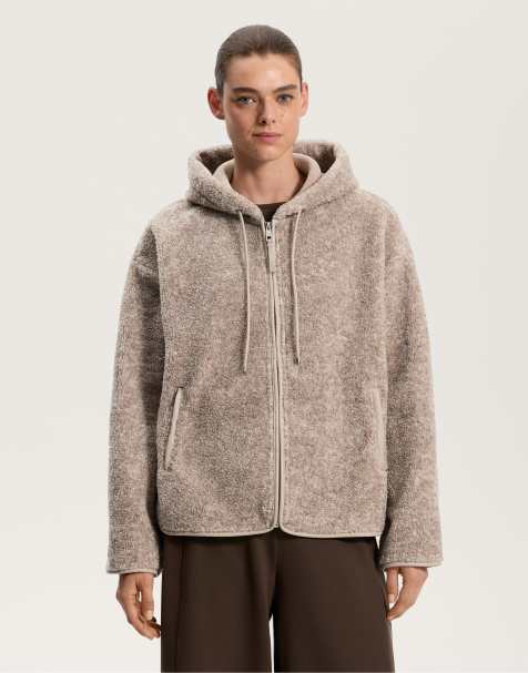 OYSHO Hooded fleece jacket in mink melange - view 1