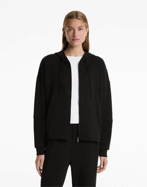 OYSHO Hooded jacket with soft-touch modal in black - view 1