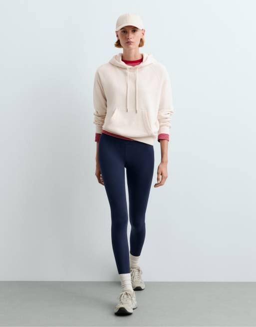 OYSHO Hoodie aus Baumwollmix-Fleece in hellem Ecru, 2 von 6