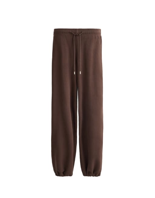 OYSHO Hose aus Baumwollmix mit Fleece und geradem Bein in Braun, 4 von 6