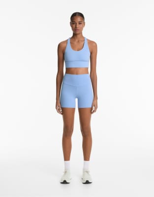 Oysho - Hot Pants aus Comfortlux in blassem Lavendelblau mit hohem Bund, 10 cm