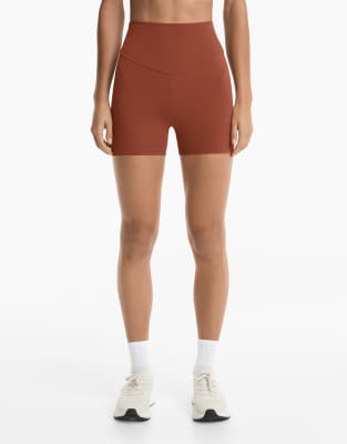Oysho - Hotpants aus Comfortlux in Terrakotta mit hohem Bund, 10 cm-Braun