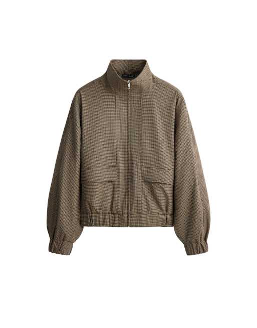 OYSHO Houndstooth high-neck jacket in brown, 5 of 5