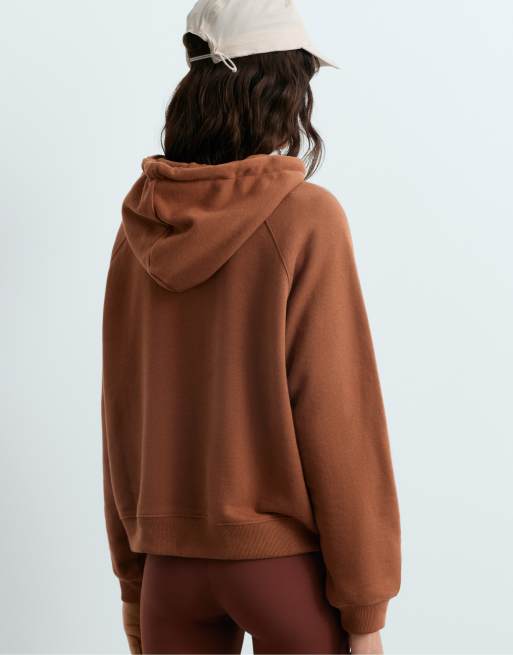 OYSHO hættetrøje i bomuldsblanding med fleece i camel, 4 af 7